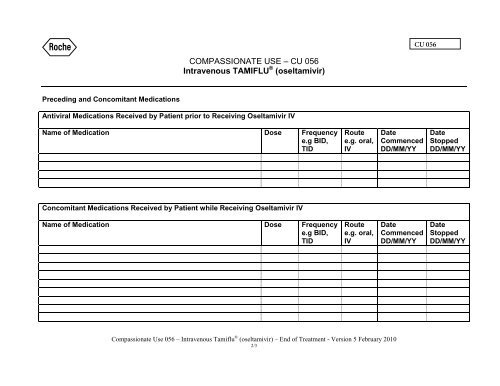 9. Tamiflu IV CU 056_End Of Treatment Case Report Form