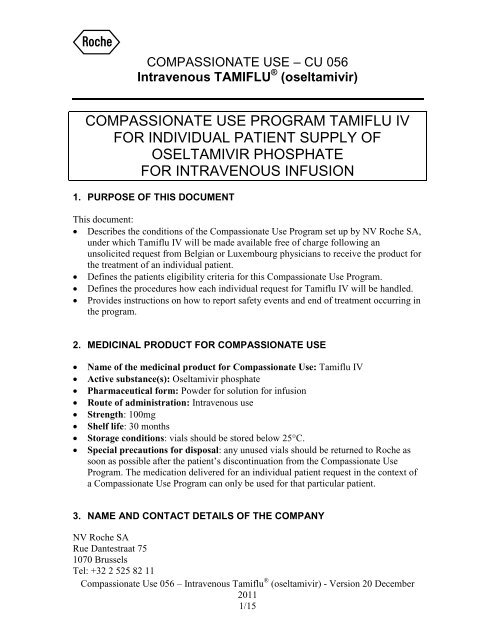 Intravenous TAMIFLU