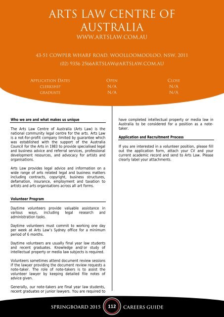 SPRINGBOARD 2015: QUT Law Society Careers Guide