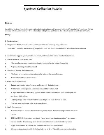 Specimen Collection Policies.fm - Mayo Medical Laboratories