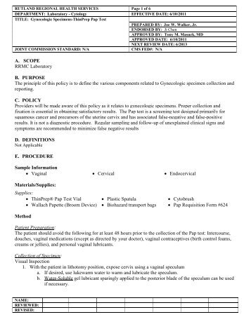 Gynecologic Specimens-ThinPrep Pap - Mayo Medical Laboratories