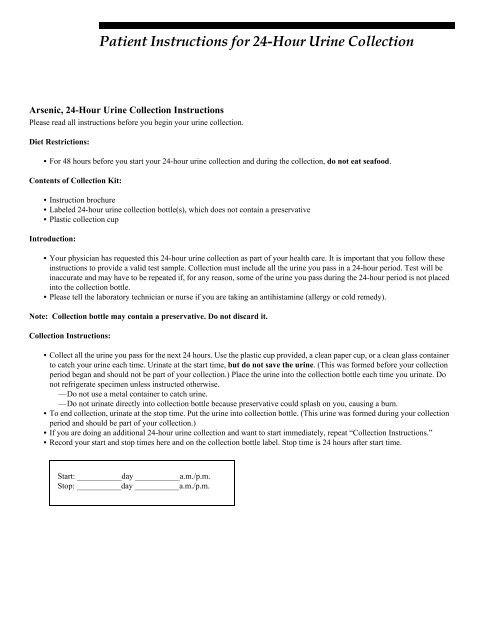 Patient Instructions for 24-Hour Urine Collection.fm - Mayo Medical ...