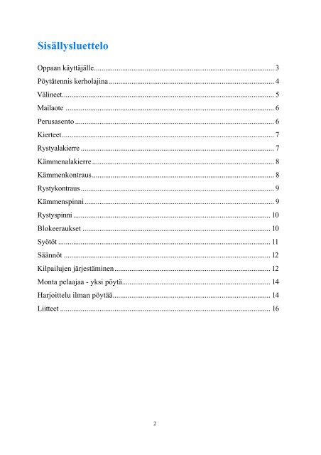 KERHO-OPAS - Suomen PÃ¶ytÃ¤tennisliitto