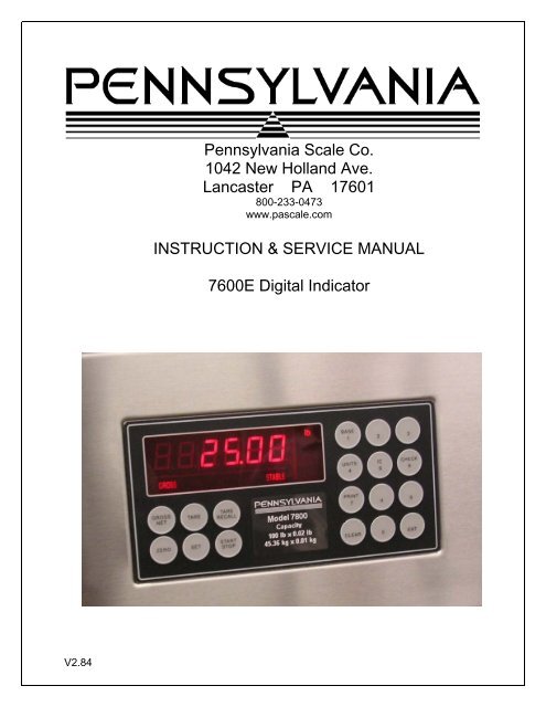 Full Service Manual - Pennsylvania Scale Company