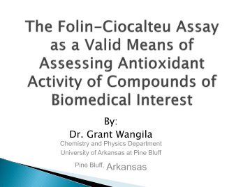 The Folin-Ciocalteu Assay as a Valid Means of ... - SC EPSCoR/IDeA