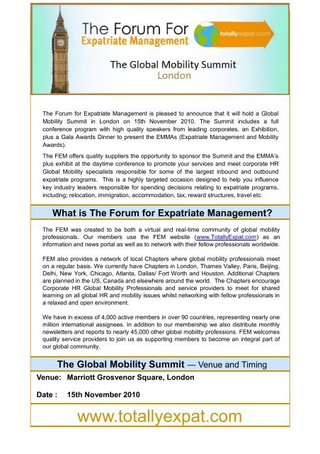 The Global Mobility Summit - Forum for Expatriate Management