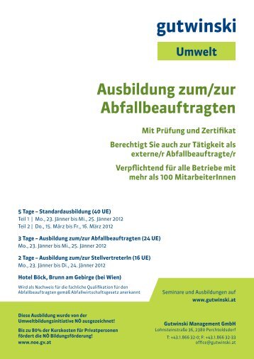 Ausbildung zum/zur Abfallbeauftragten - Kursfinder.at