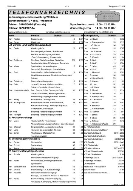 Hinweis in eigener Sache - Verbandsgemeinde Wöllstein