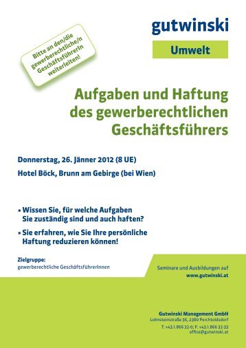 Aufgaben und Haftung des gewerberechtlichen ... - Kursfinder.at