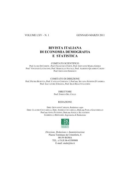 rivista italiana di economia demografia e statistica - Sieds