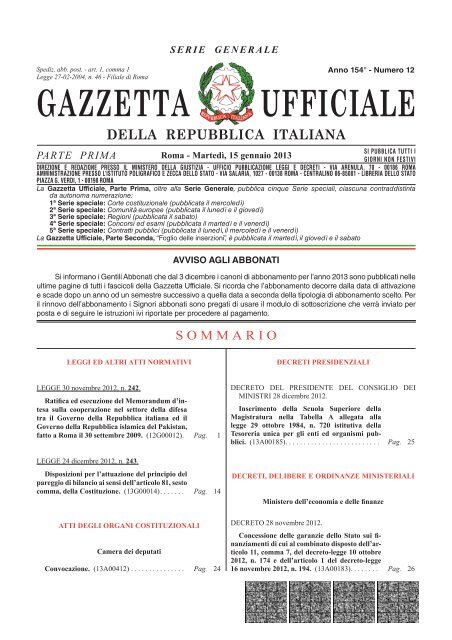 gazzetta ufficiale della repubblica italiana - Il Sole 24 ORE