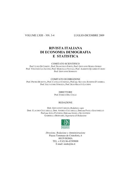 rivista italiana di economia demografia e statistica - Sieds