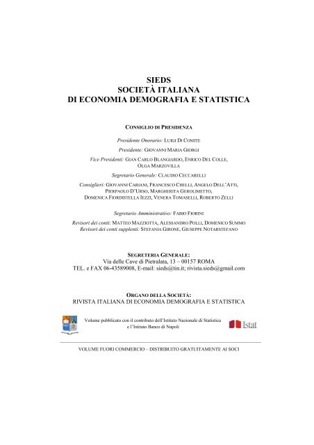 Rivista Italiana di Economia Demografia e Statistica 3/4 - Sieds