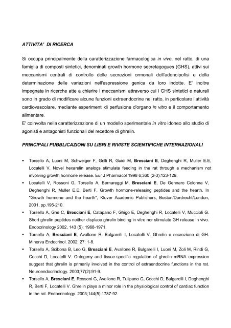 curriculum vitae - Dipartimento di Medicina Sperimentale (DIMS)