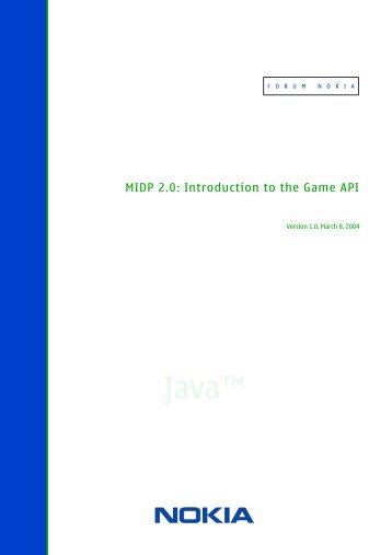MIDP 2.0: Introduction to the Game API v1.0