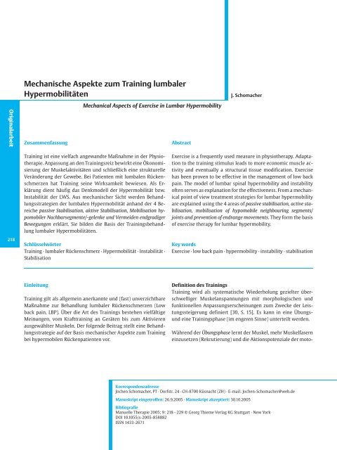 Mechanische Aspekte zum Training lumbaler ... - Mt-omt.de