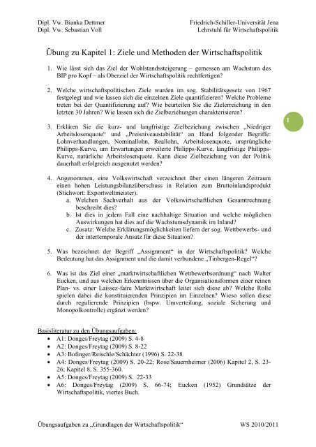 1 Ziele und Methoden der Wirtschaftspolitik - Friedrich-Schiller ...