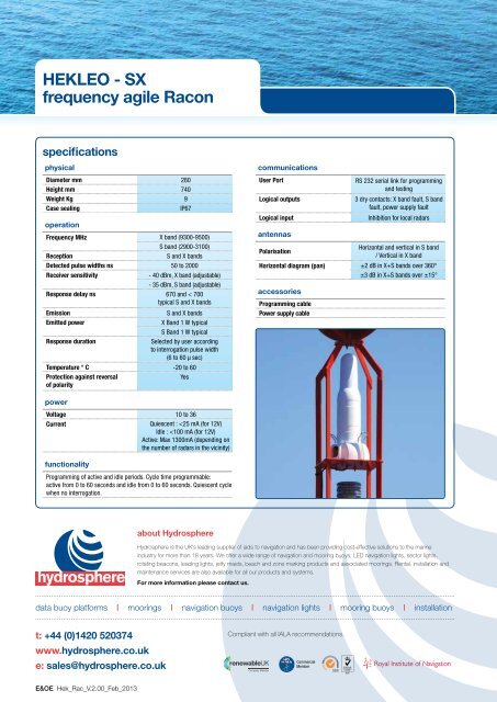 Hydrosphere UK Ltd Complete Products & Services Catalogue