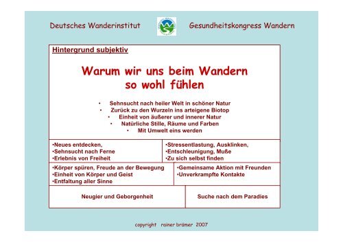 Regeneration durch Wandern - Gesundheitskongress Wandern