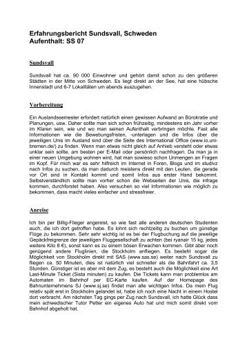 Erfahrungsbericht Sundsvall, Schweden Aufenthalt: SS 07