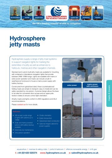 Hydrosphere jetty masts - Hydrosphere UK Ltd.