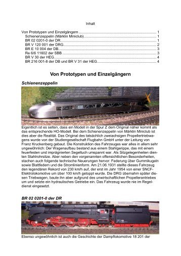 Von Prototypen und Einzelgängern - Wittis Modellbahn