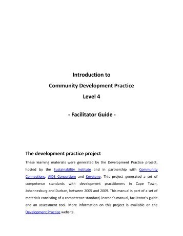 Introduction to Community Development Practice Level 4 - Facilitator ...