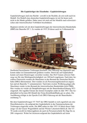 Die Gepäckträger der Eisenbahn ... - Wittis Modellbahn