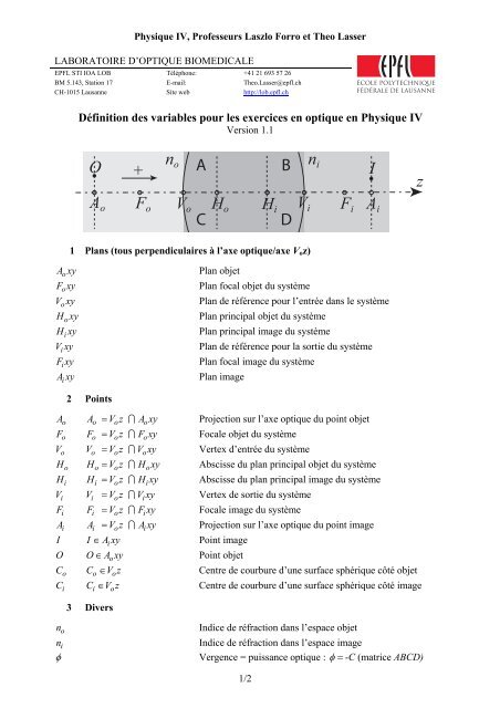 Physique _ formulaire optique 2.pdf - Coaching - EPFL