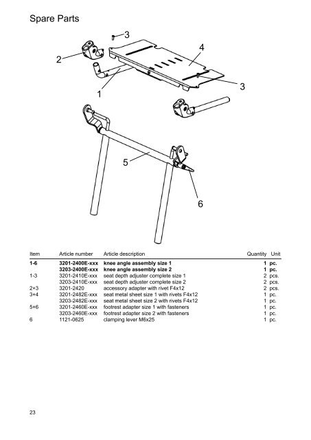 BINGO Rehab Pushchair Spare Parts Catalog - Euromove