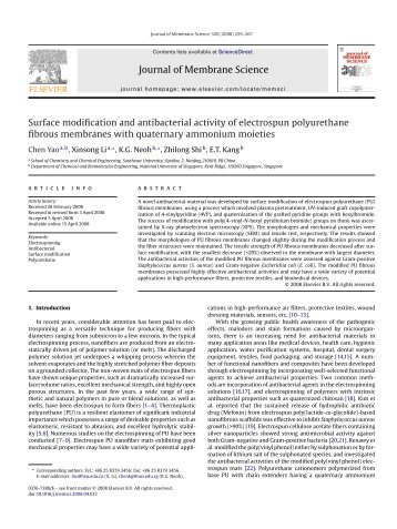 Surface modification and antibacterial activity of electrospun ...