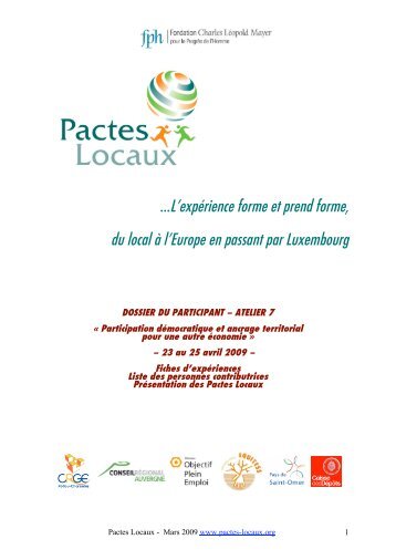 â¦L'expÃ©rience forme et prend forme, du local Ã  l ... - Pactes Locaux