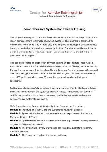 Comprehensive Systematic Review Training - Center for Kliniske ...