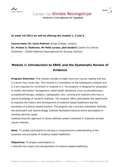 Comprehensive Systematic Review Training - Center for Kliniske ...