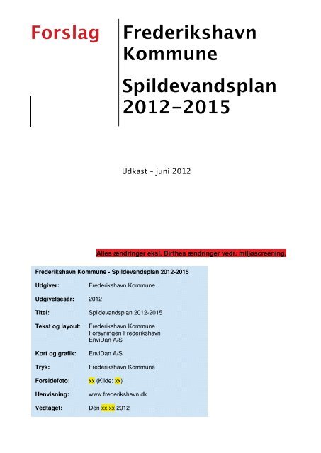 Spildevandsplan 2012 2015 Forslag Frederikshavn Kommune