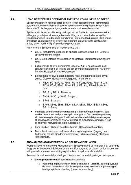 Spildevandsplan 2012 2015 Forslag Frederikshavn Kommune