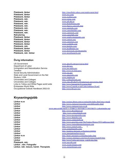 lista med alla möjliga platsbanker - WiTEC SWEDEN