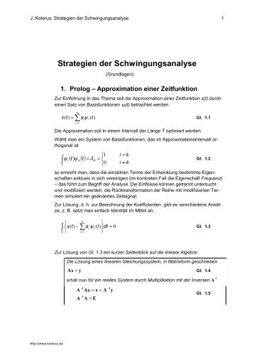 Strategien der Schwingungsanalyse - Kolerus.de