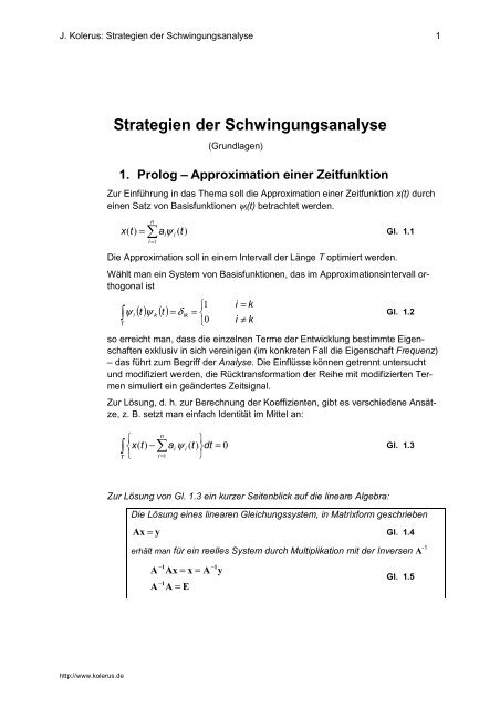 Strategien der Schwingungsanalyse - Kolerus.de