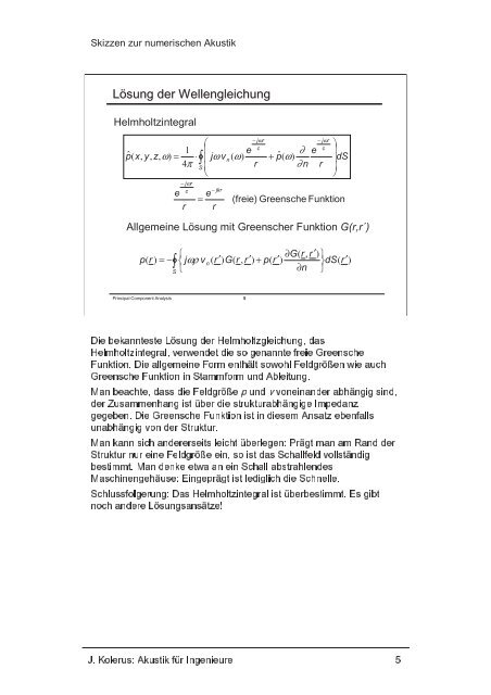 Skizzen zur numerischen Akustik - Kolerus.de