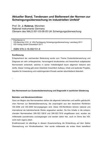 Aktueller Stand, Tendenzen und Stellenwert der Normen - Kolerus.de