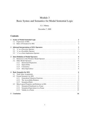 Basic Syntax and Semantics of Modal Logic