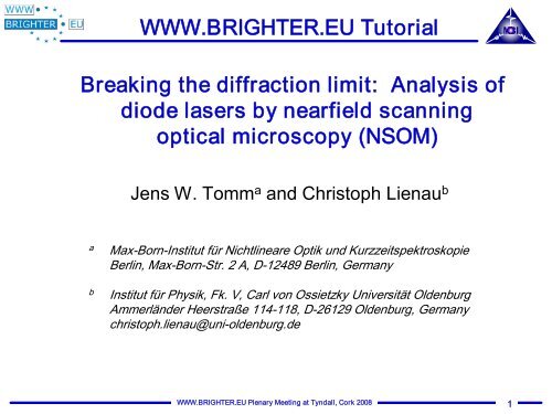 Analysis of diode lasers by nearfield scanning optical ... - brighter.eu