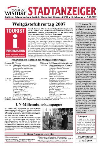 STADTANZEIGER - Hansestadt Wismar