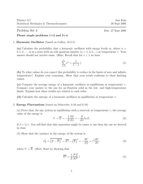 Problem Set 4 Hmc Physics
