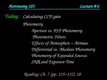 Today: Calculating CCD gain Photometry Aperture ... - HMC Physics