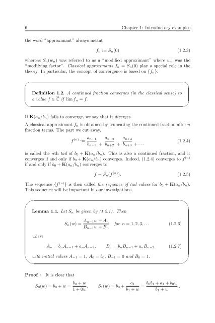 Continued Fractions, Convergence Theory. Vol. 1, 2nd Editions. Loretzen, Waadeland. Atlantis Press. 2008