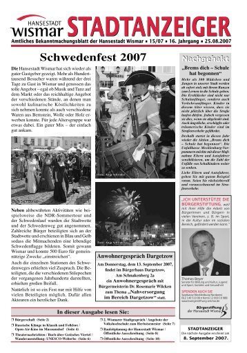 STADTANZEIGER - Hansestadt Wismar