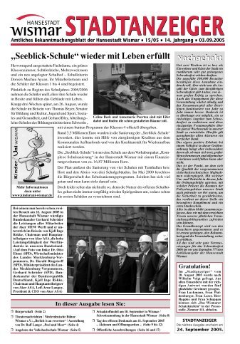 STADTANZEIGER - Hansestadt Wismar