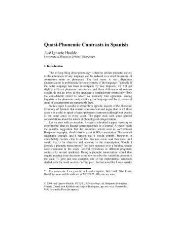 Quasi-Phonemic Contrasts in Spanish - Speech Prosody - University ...